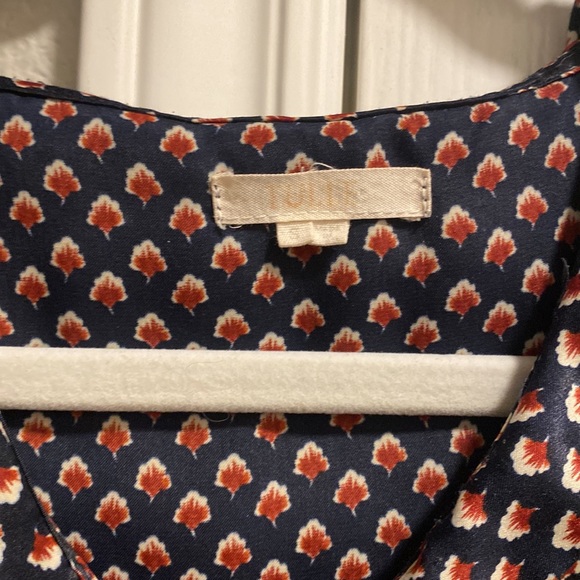 Navy printed silky blouse - Picture 4 of 5